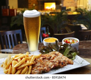 filet grilled chicken with beer