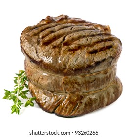 Filet Mignon, Chargrilled To Perfection.  Isolated On White.