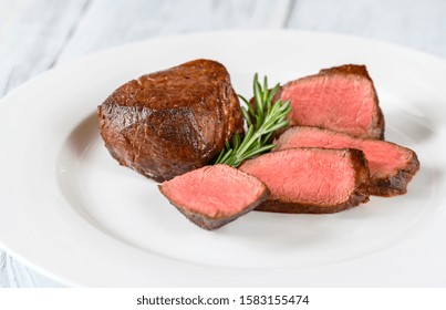 Filet Mignon With Frsh Rosemary On The Plate