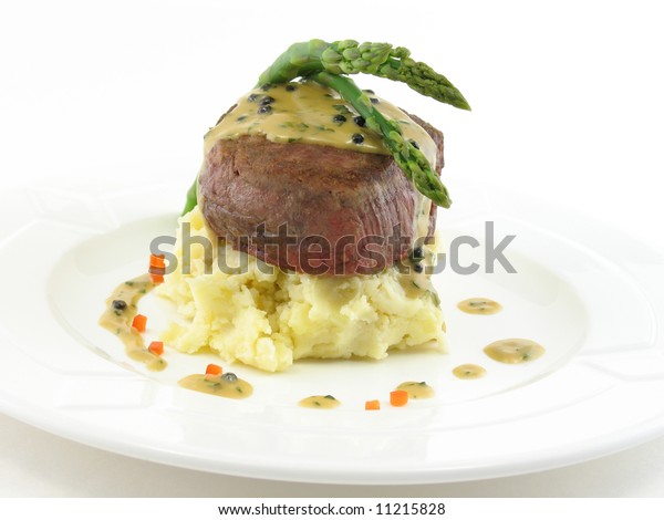 Filet Mignon Over Mashed Potatoes Asparagus Stock Photo (Edit Now) 11215828