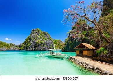 Filipino Boat In The Sea, Coron Island, Philippines