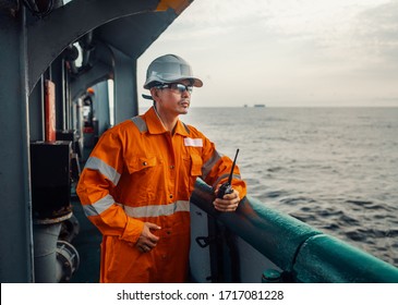 Filipino Deck Officer On Deck Vessel Stock Photo 1717081228 