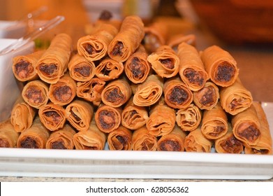 Filipino Eggrolls Lumpia On White Plate