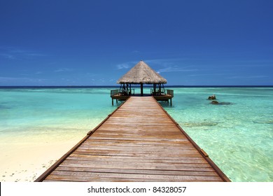 Filitheyo resort pier end on a turquoise water