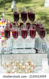 Filled Glasses On A Festive Buffet Table
