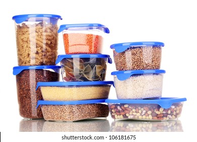 Filled Plastic Containers Isolated On White