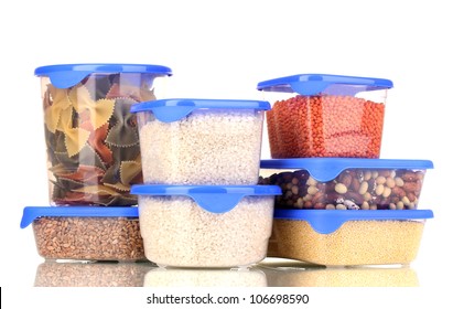 Filled Plastic Containers Isolated On White