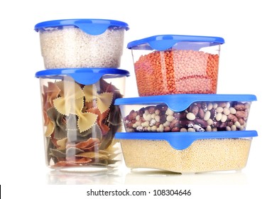 Filled Plastic Containers Isolated On White