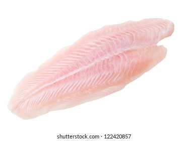 Fillet Of Fish Pangasius. Isolated On White Background.