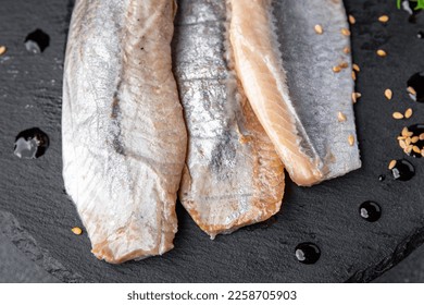 fillet herring boneless fish seafood meal food snack on the table copy space food background rustic top view - Shutterstock ID 2258705903