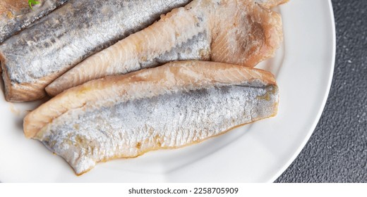 fillet herring boneless fish seafood meal food snack on the table copy space food background rustic top view - Shutterstock ID 2258705909
