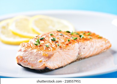 Fillet Of Salmon On A Plate