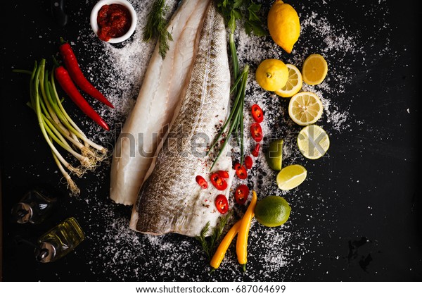 filleting hake fish raw hake fish fresh white fish\
fillets lemon pepper\
salt