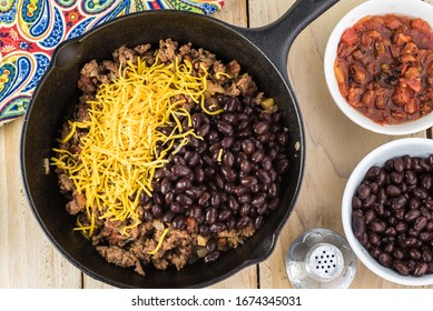 Filling For Beef Tamale Pie In Iron Skillet.