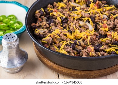 Filling For Beef Tamale Pie In Iron Skillet.