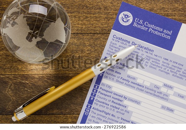 Filling Customs Declaration Form Before Passing Stock Photo Edit Now