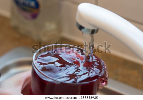 Filling Drink Blackcurrant Cordial Juice Water Stock Photo