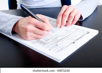 Filling Of The Form 1040. Standard US Income Tax Return