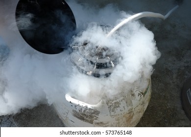 Filling A Liquid Nitrogen.