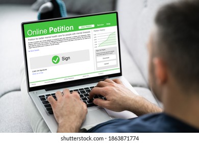 Filling And Signing Online Petition Form On Computer