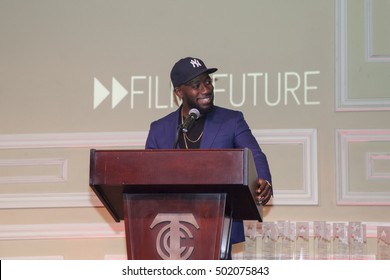 FILM 2 FUTURE AWARDS CEREMONY: Taglyan Cultural Center, Los Angeles, October 18, 2016. Actor Lamorne Morris presents the award for Best Directing to the graduates of the Film2Future program.