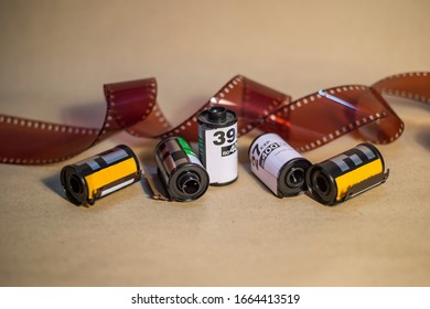 Film Cartridge On Back Ground