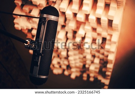 Film Industry Voiceover Audio Recording Studio Boom Microphone. Electronic Voice Recording Equipment.