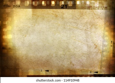 Film negative frames on grunge background