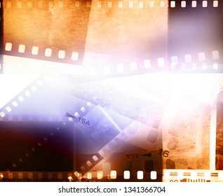 Film negative frames overlapping background
