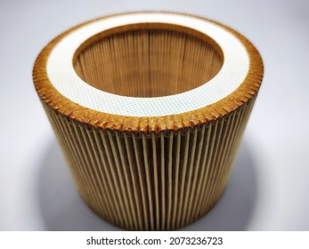 Filter Element Product Made Of Brown Paper For Air Compressor Parts With A White Background