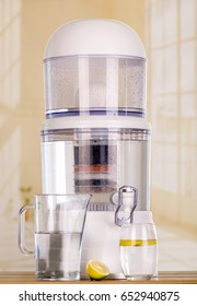 Filter System Of Water Purifier On A Kitchen Background