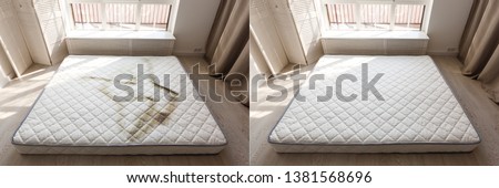 Filthy bed mattress in low cost hotel