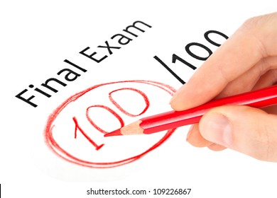 Final Exam Marked With 100% Isolated On White