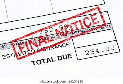 Final Notice Stamp On A Past Due Bill