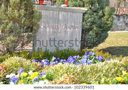 The final resting place of Charlie Chaplin, in a quiet village cemetry, near to Vevey, Switzerland