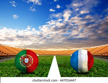 Final Round Between The Football National Team Portugal And National France.