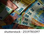 Finance background of different euro bills. European money 4