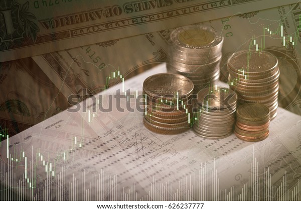 Finance background with\
money and graph.
