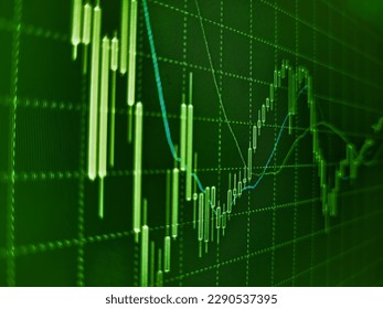 Finance graph on a computer screen. Stock exchange financial market price candles graph data pattern analysis concept. Business, do this deal on a stock exchange