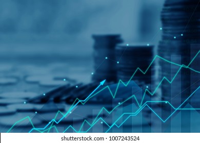 Finance and Investment concept.Money management and Financial chart.Double exposure investment