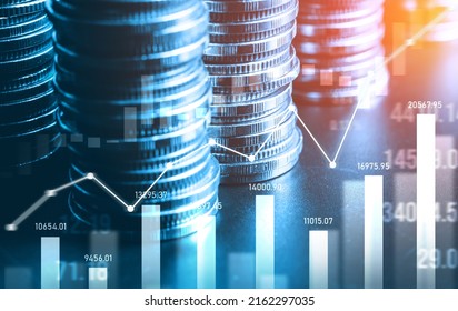 Finance and money technology background concept of business prosperity and asset management . Creative graphic show economy and financial growth by investment in valuable asset to gain wealth profit . - Shutterstock ID 2162297035