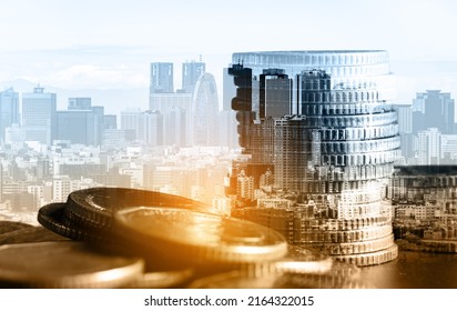 Finance and money technology background concept of business prosperity and asset management . Creative graphic show economy and financial growth by investment in valuable asset to gain wealth profit . - Shutterstock ID 2164322015