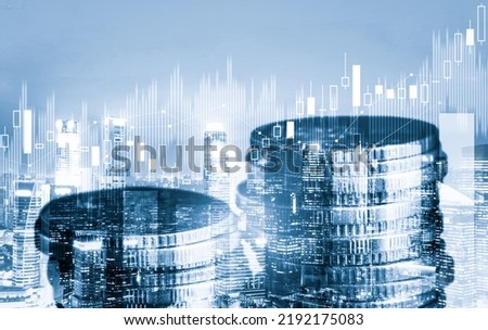 Finance and money technology background concept of business prosperity and asset management . Creative graphic show economy and financial growth by investment in valuable asset to gain wealth profit