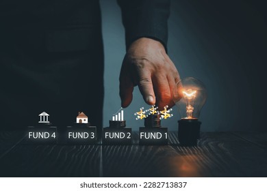 Finance and Mutual funds concept.Businessman choose to investor in funds, financial and business target strategies, mutual funds and capital markets, future planning,Business growth, retirement,