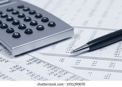 Financial Accounting Pen And Calculator On Balance Sheets