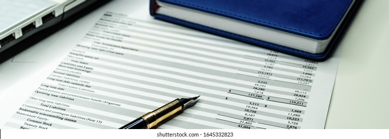 Financial Accounting Stock Market Graphs Analysis. Balance The Investment Portfolio. Wide Banner