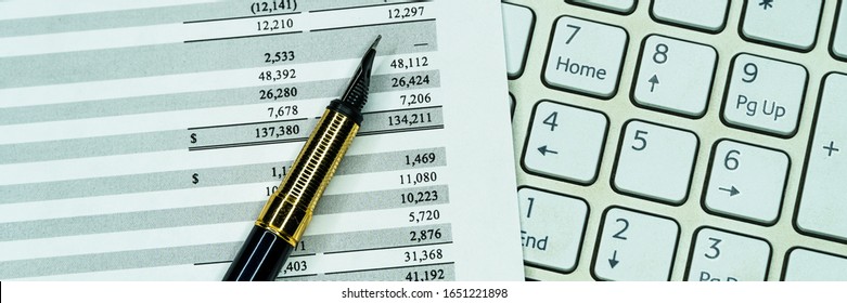 Financial Accounting Stock Market Graphs Analysis. Balance The Investment Portfolio. Wide Banner