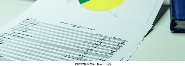 Financial Accounting Stock Market Graphs Analysis. Balance The Investment Portfolio. Wide Banner