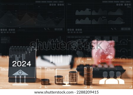 financial analyst conducted double exposure analysis of business graph to predict currency trends for year 2024 in global economy. coin values, currency fluctuations, business graph, economic trends