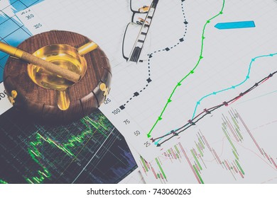 Financial analytics and graphs. Background on forex and stock markets